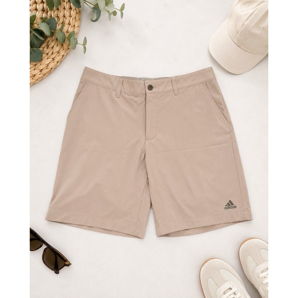 Adidas Golf Shorts Mens 34 Beige Stretch Performance Casual Flat Front